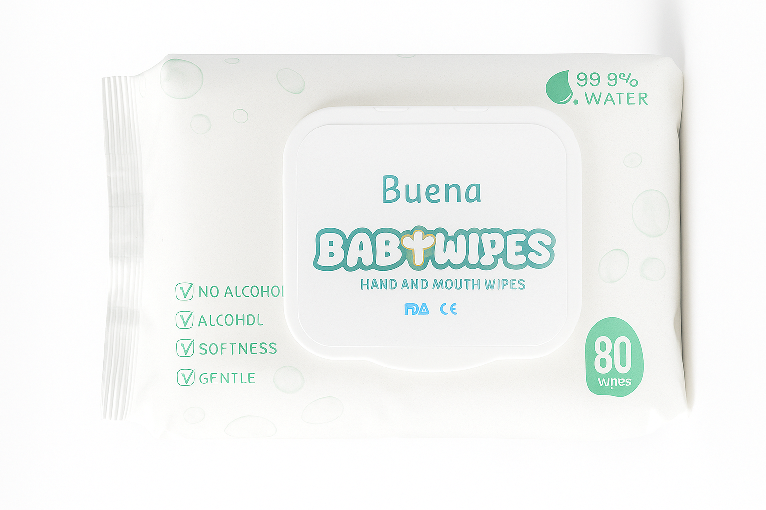 Buena Baby Wipes – Hand &amp; Mouth Wipes – 80 Wipes per Pack – Carton of 32 Packs
