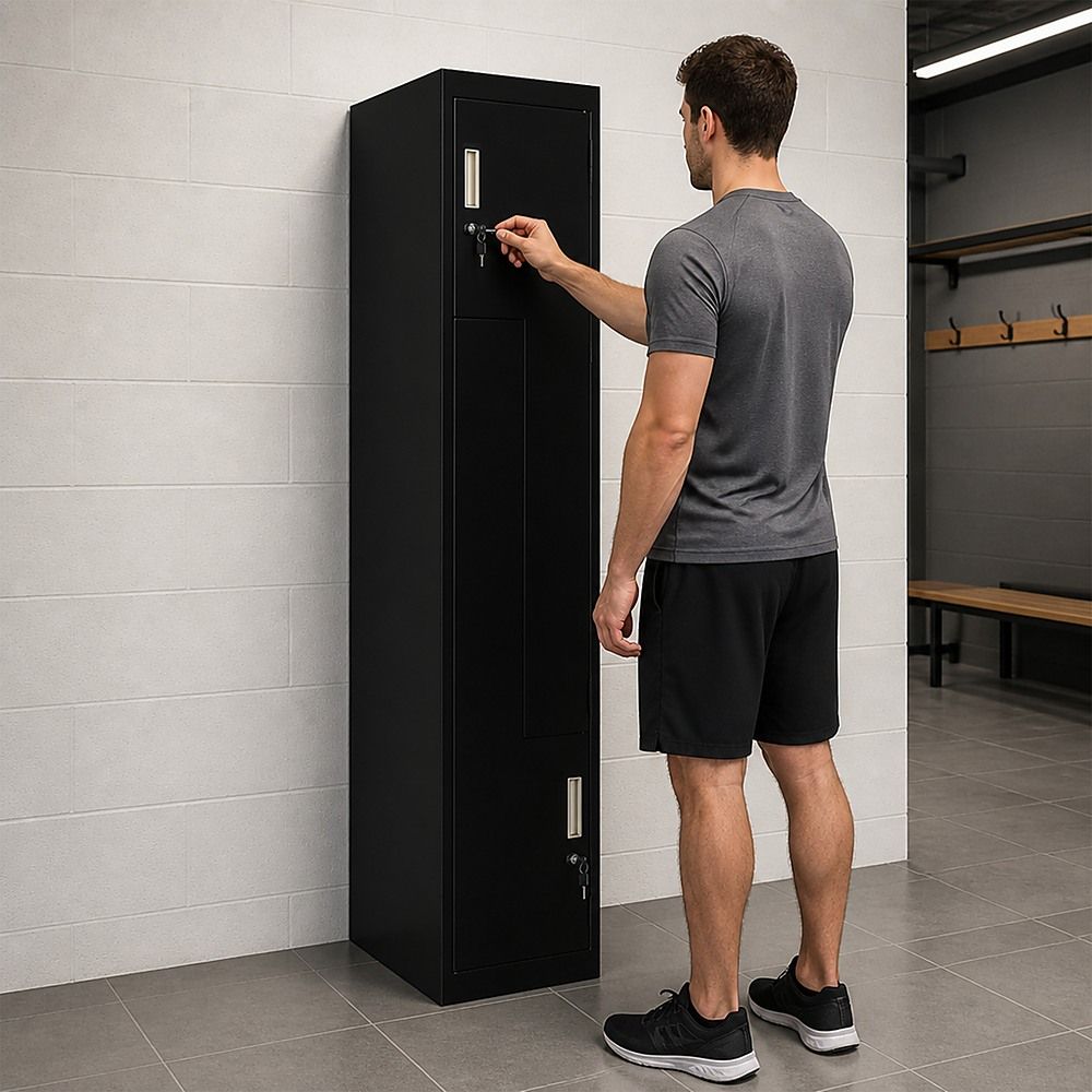 Black Two-Door L-shaped Office Gym Shed Storage Lockers