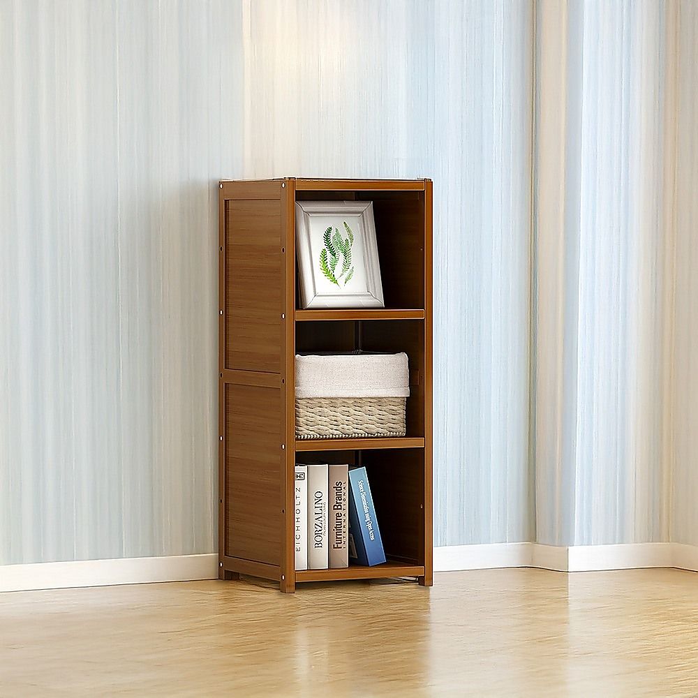 Bamboo Adjustable 3-Shelf Bookcase – Display Storage Rack Stand for Living Room, Bedroom, Office or Home Décor