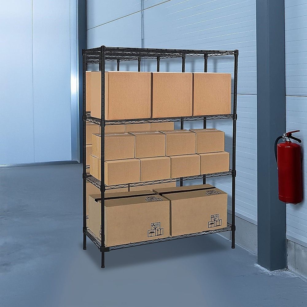 Wire Storage Rack – 150x45cm Black Shelving with Fixed Legs