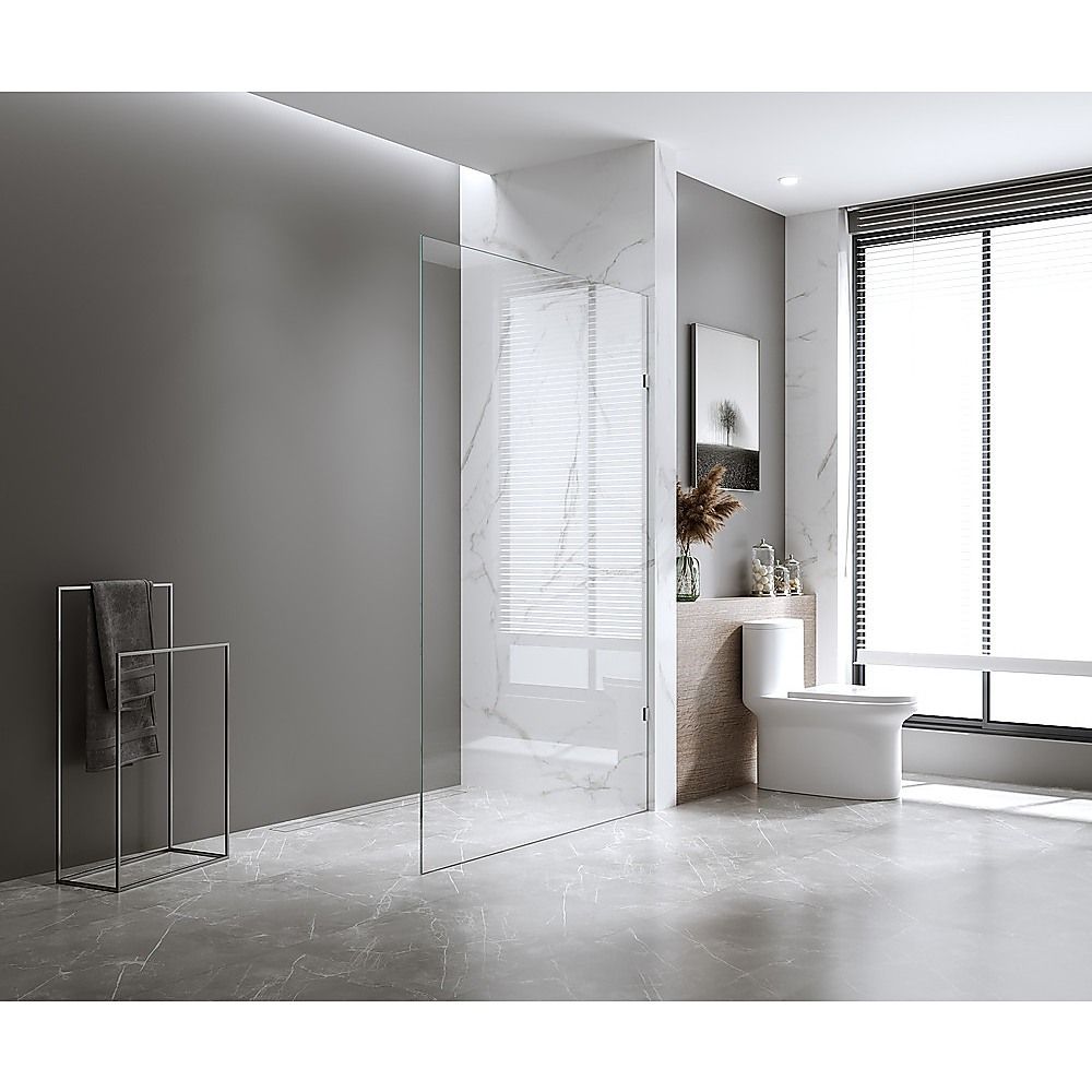 80x200cm Glass Shower Screen with Gold F-Brackets and Floor F-Bracket