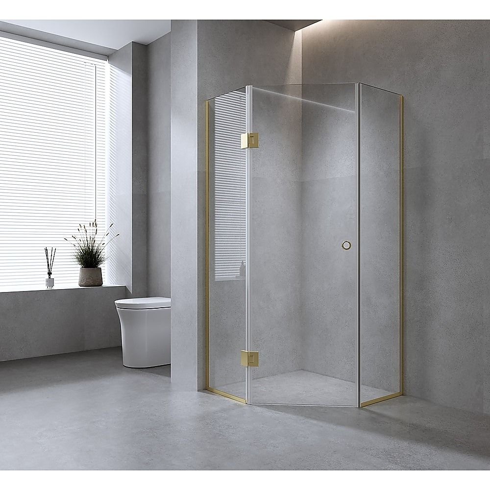 90cm Frameless Diamond Shower Screen with Nickel Channels and SS Hinges