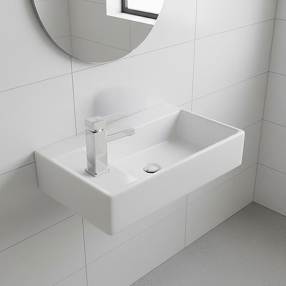 Small Compact Bathroom Cloakroom Hand Wash Basin Sink Ceramic Wall Hung