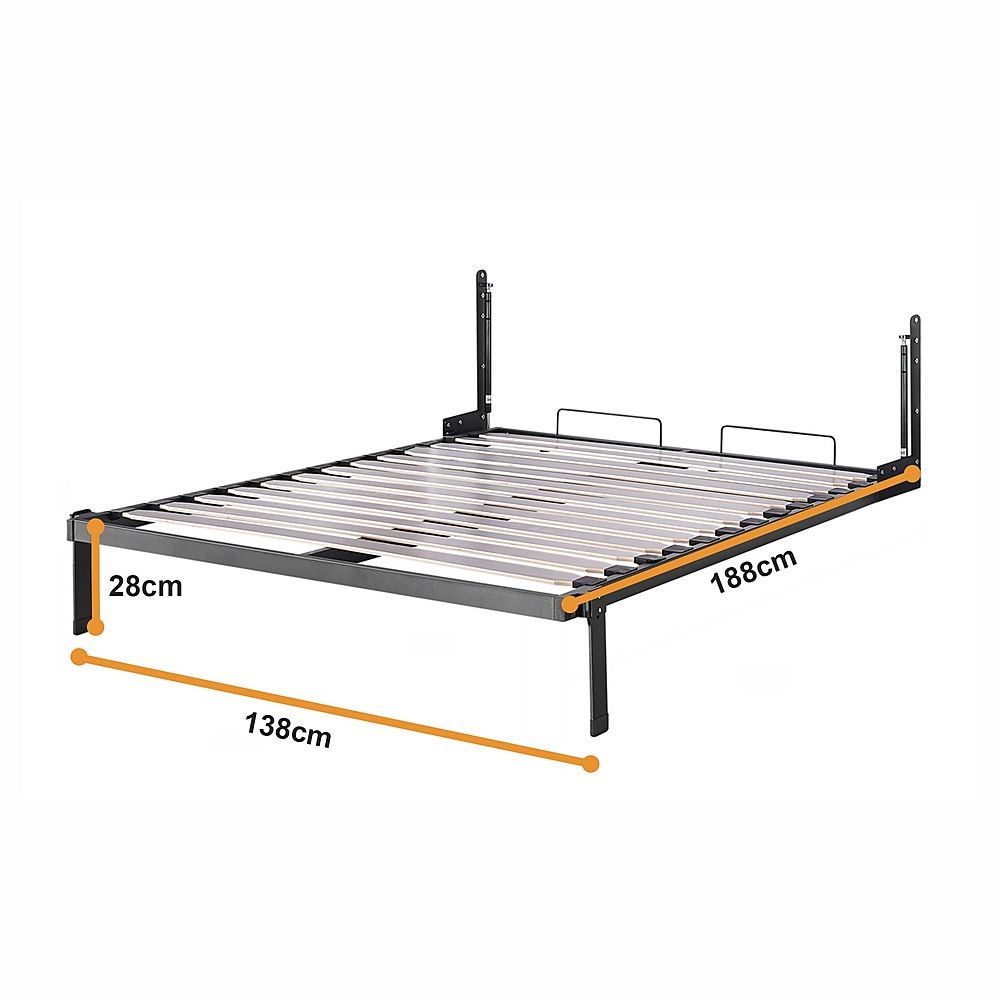Double DIY Wall Bed Hardware Kit with Gold handle – Frame & Mechanism for Custom Build