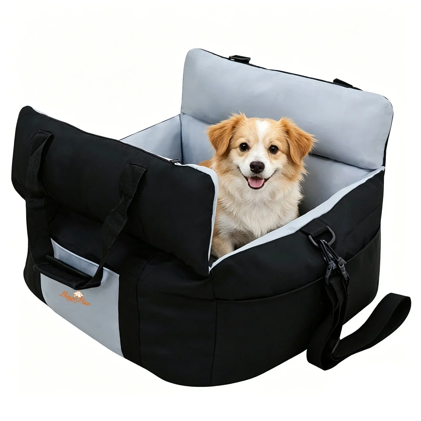 Washable Dog Car Seat Bed Pet Booster Seat Carrier with Safety Leash Portable Travel Bed for Small Dogs - Black & Blue