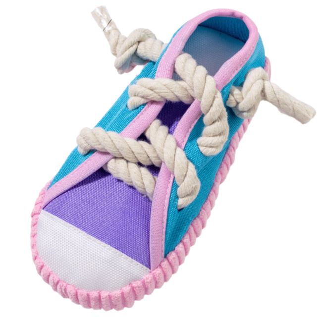 2-Pack Pink and Purple Bite Resistant Slipper Interactive Dog Toy Built in BB Squeaky & Bell - Durable Oxford Cloth and Cotton Rope Chew Toy for Teeth Cleaning & Boredom Relief
