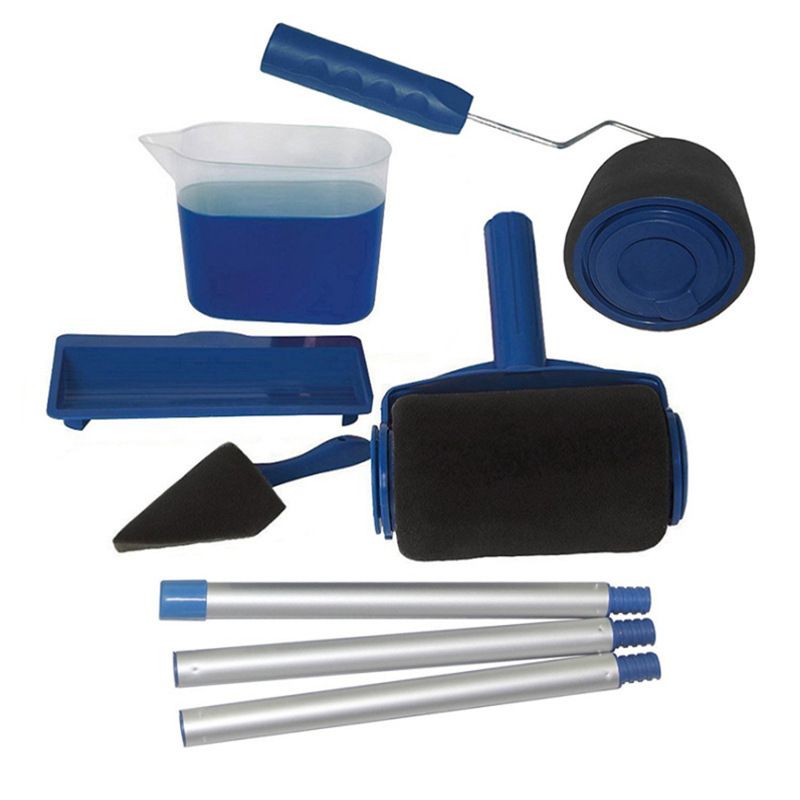 6-piece Paint Roller Set with Fillable Roller and Edger - Leak Proof Wall Painting Kit, Tray and Corner Brush for DIY Home Renovation