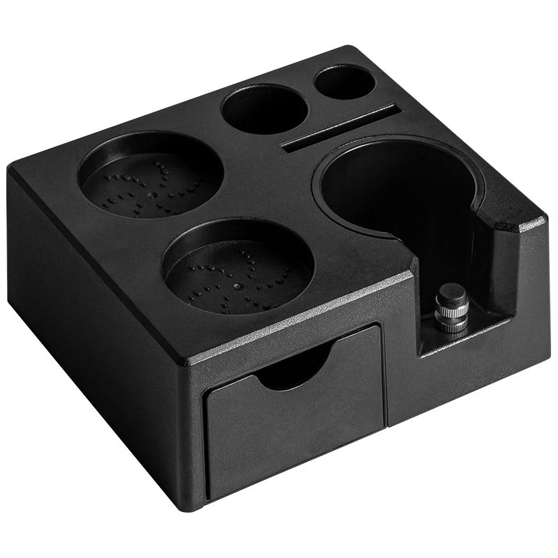 Coffee Tamping Station with Storage Drawer - ABS Espresso Portafilter Holder and Barista Tool Organiser for 51mm, 53mm, 54mm and 58mm Accessories