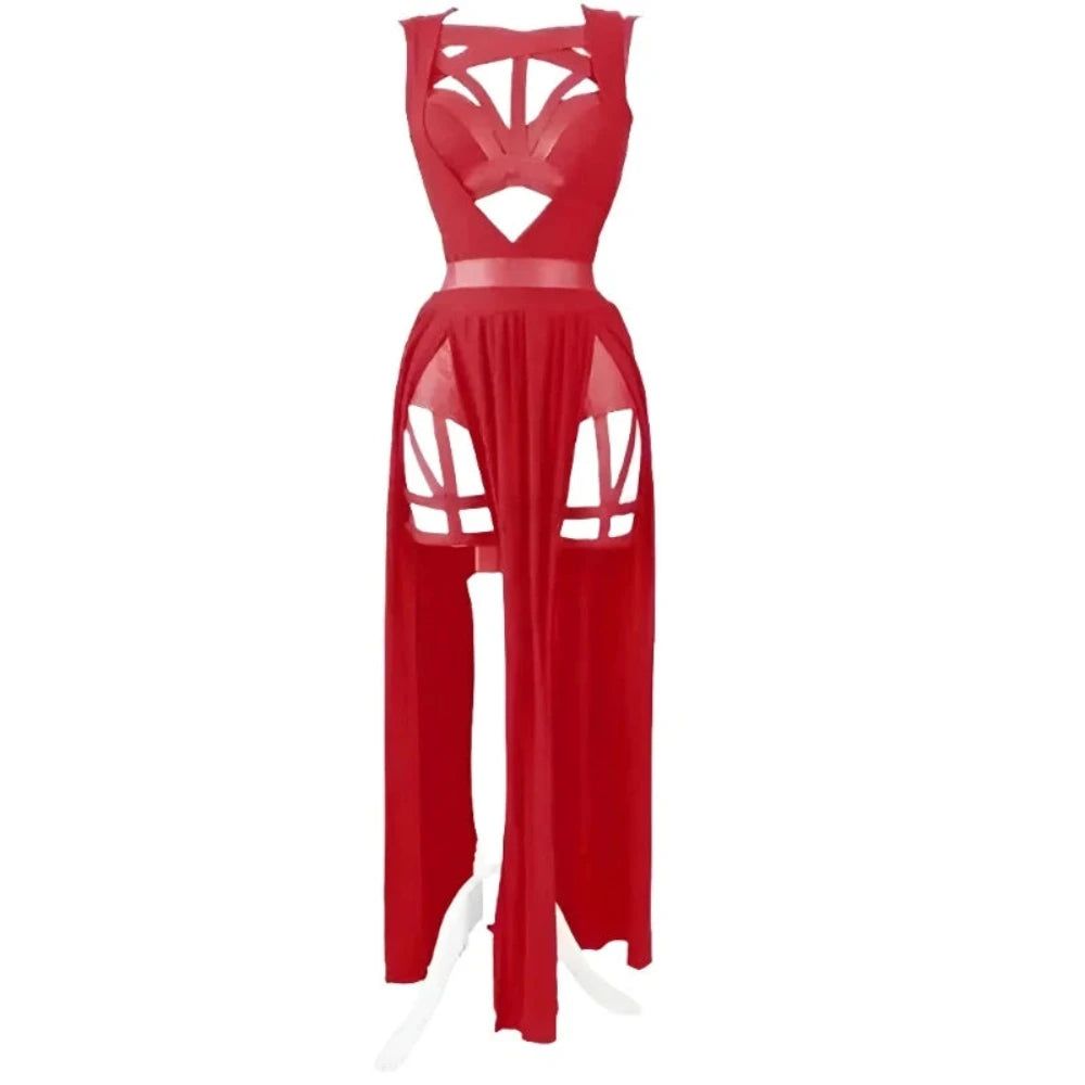 House Of Dasein Anime Yor Forger Cosplay Lingerie Nightdress Sleeveless Bandage Vest Dress Mesh Pajamas - S - Style 2