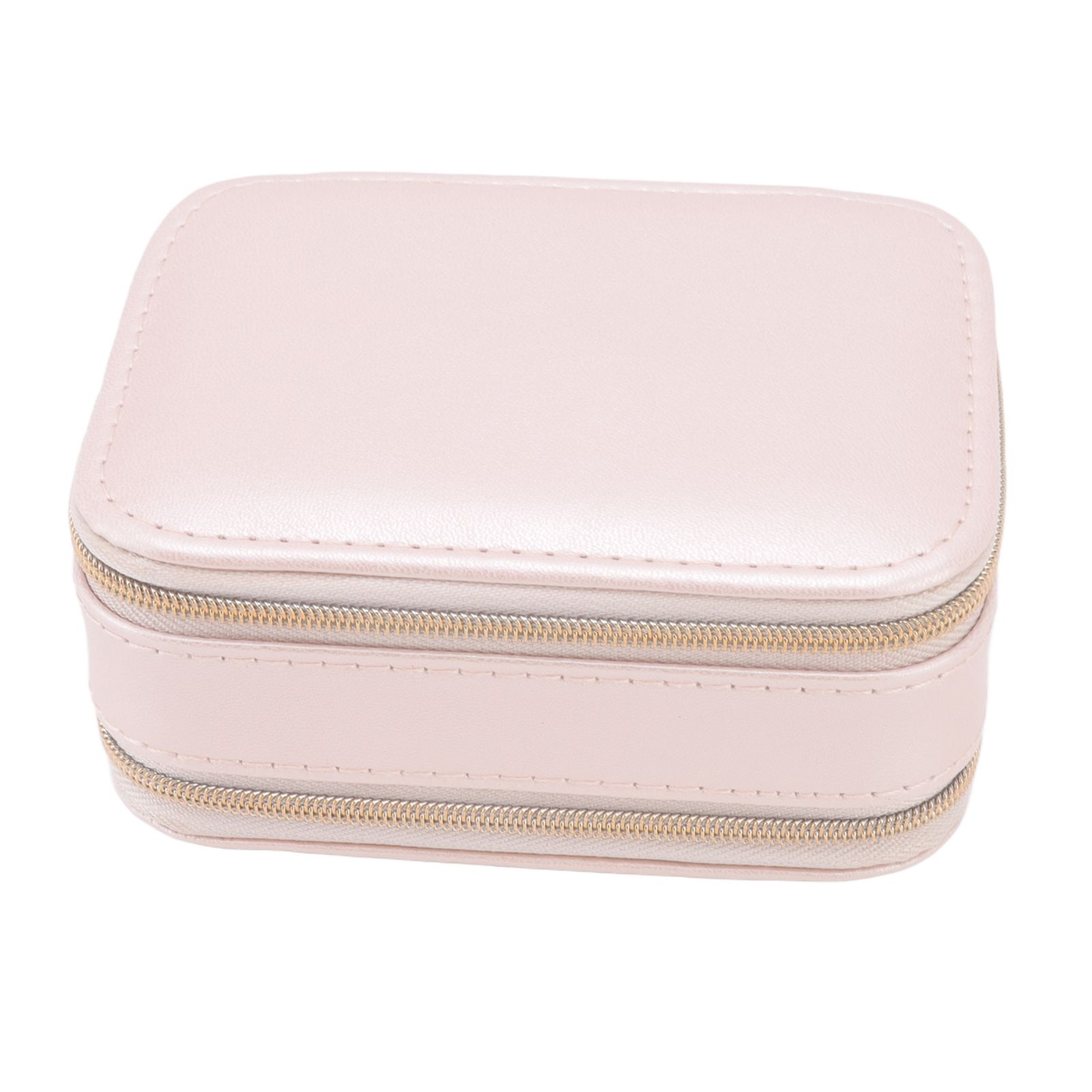 Jewelry Case Double Layer Portable Pink Necklace Hook Design Convenient Handle Travel Jewelry Box