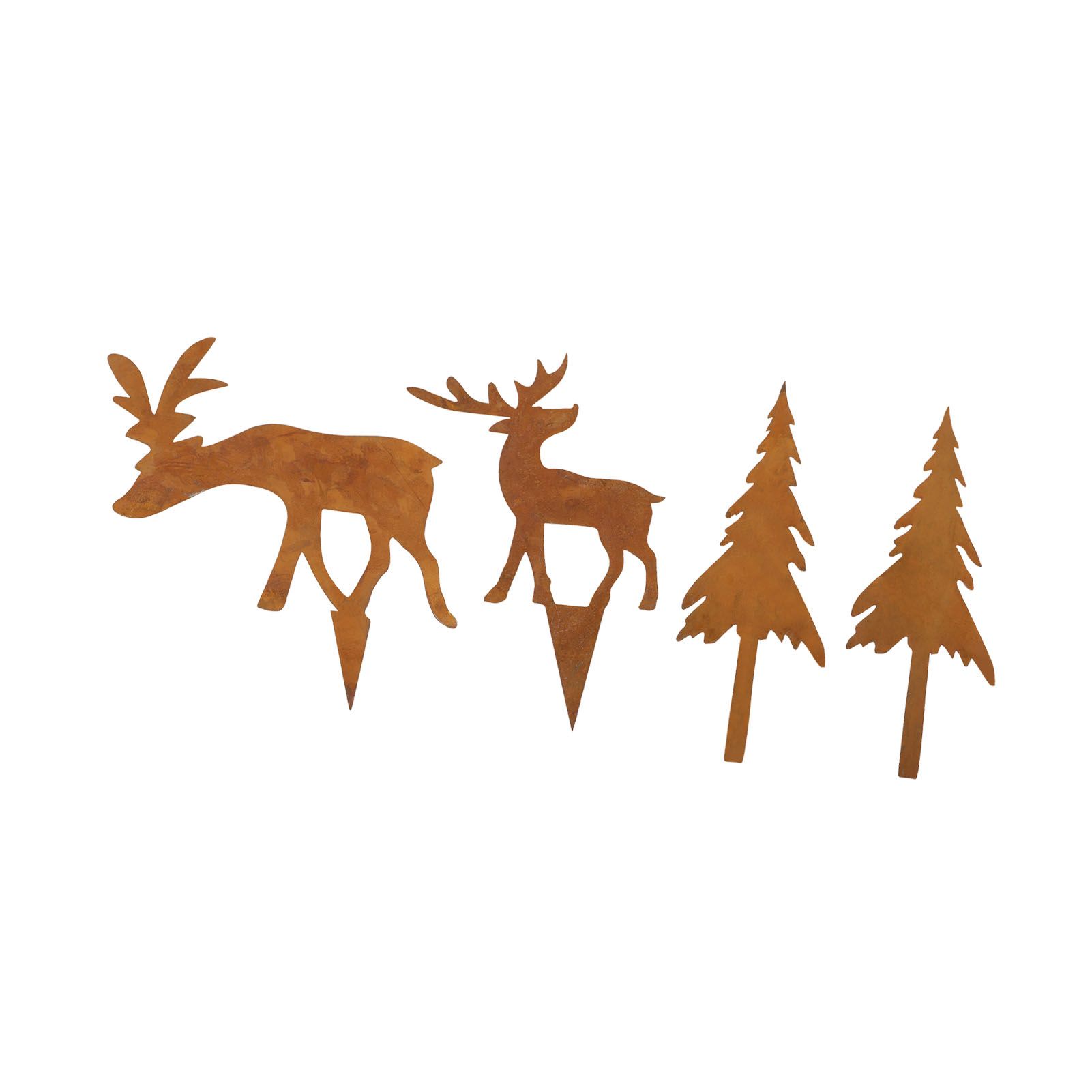 4PCS Xmas Metal Yard Stakes Weather Resistant Tree Deer Shape Decorative for Garden Patio Outdoor