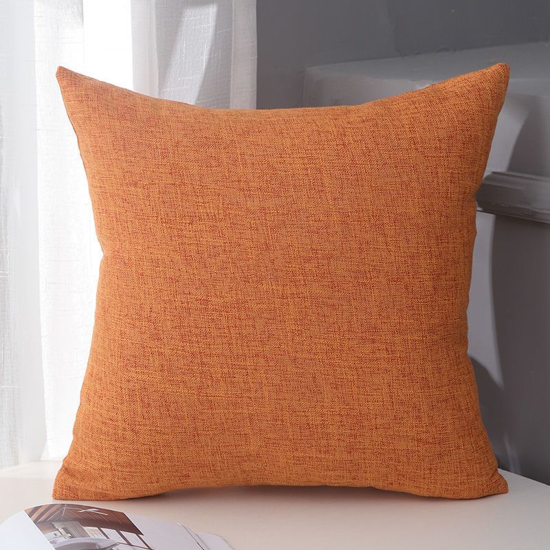 Le Su Cotton Linen Cushion Solid Color with Core 13# Orange 30*50-pillowcase 380g thick pillow core