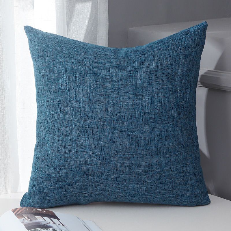 Le Su Cotton Linen Cushion Solid Color with Core 35# Indigo 60*60-pillowcase 1000g thick pillow core