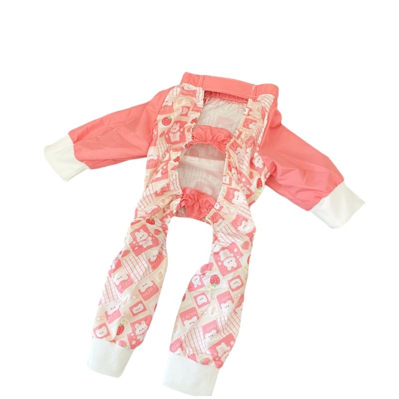 Four Legged Dog Clothes Aite chong Dustproof Waterproof Vibrant pink floral dustproof pants XS