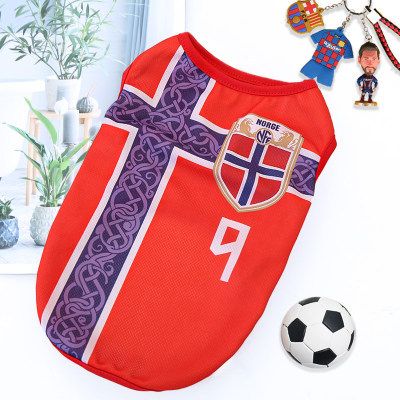 Dog Cat Summer Soccer Jersey Vest Red Size 9 Norway 4XL (Chest 80cm, for pets approx. 19-25kg)