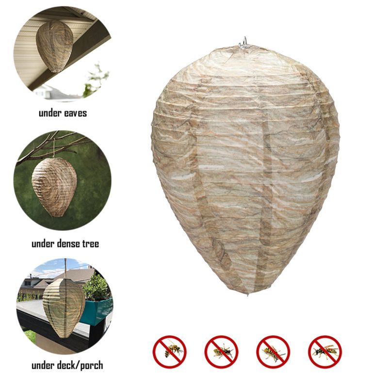 Paper Wasp Nest Decoys Hanging Wasp Deterrent Wasp Nest Decoy for Hornets Yellow Jackets 22 * 28CM