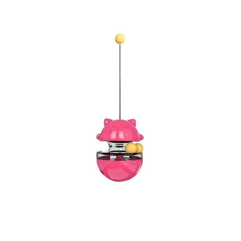 Cat Treat Dispenser Toy Ball Kitten Selfplay Interactive Tumbler Multifunction - Red