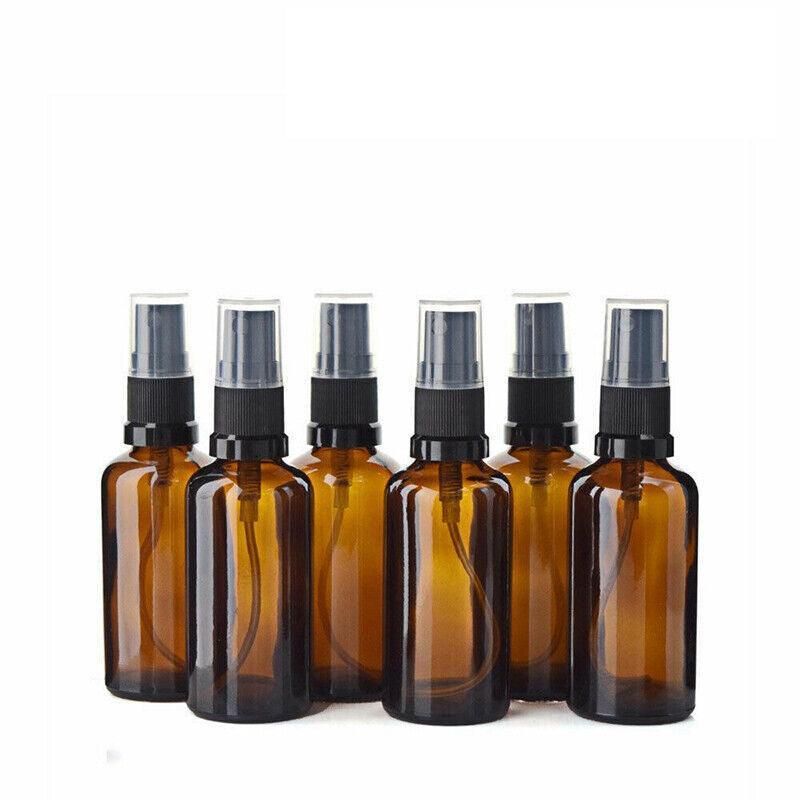 30-100Ml Amber Glass Essential Oil Spray Roller Bottles Mist Sprayer Containers - 30 ML 5PCS