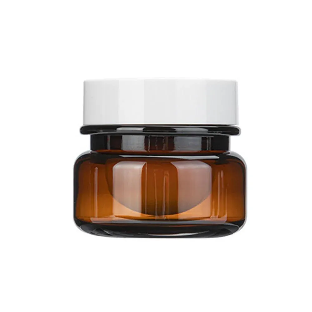 10pcs PET Plastic Cosmetic Bottles Refillable Travel Face Cream Containers - 30ml-Brown+White-Double
