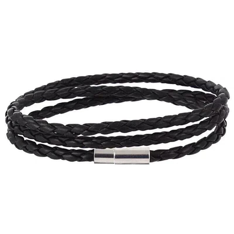 1Pc New Fashion Men Women Three Laps Pu Leather Bracelet Wristband Bangle Punk - Black