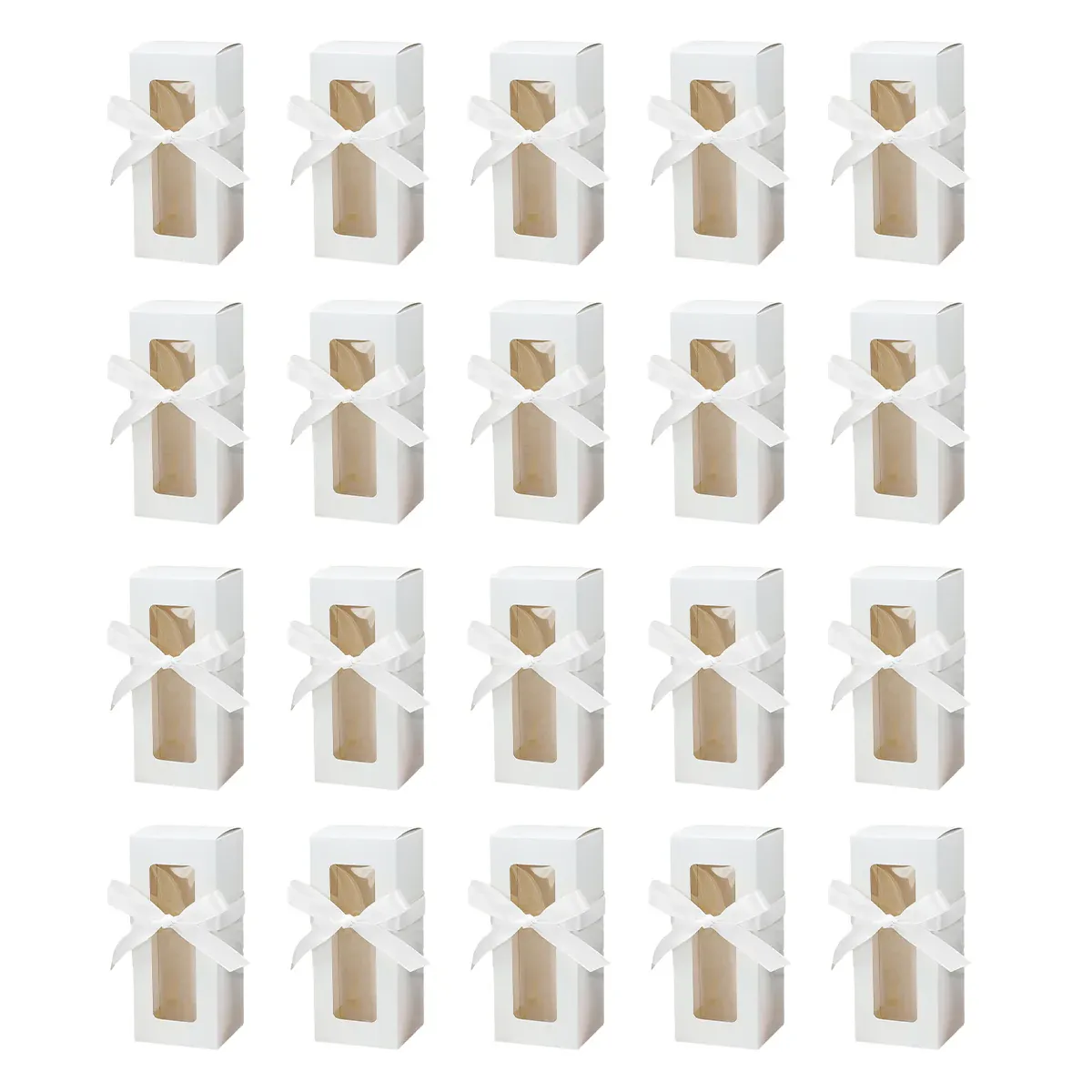 20PCS Cup Gift Boxes Sturdy with Clear Window Aesthetic for Coffee Cup Packaging - White