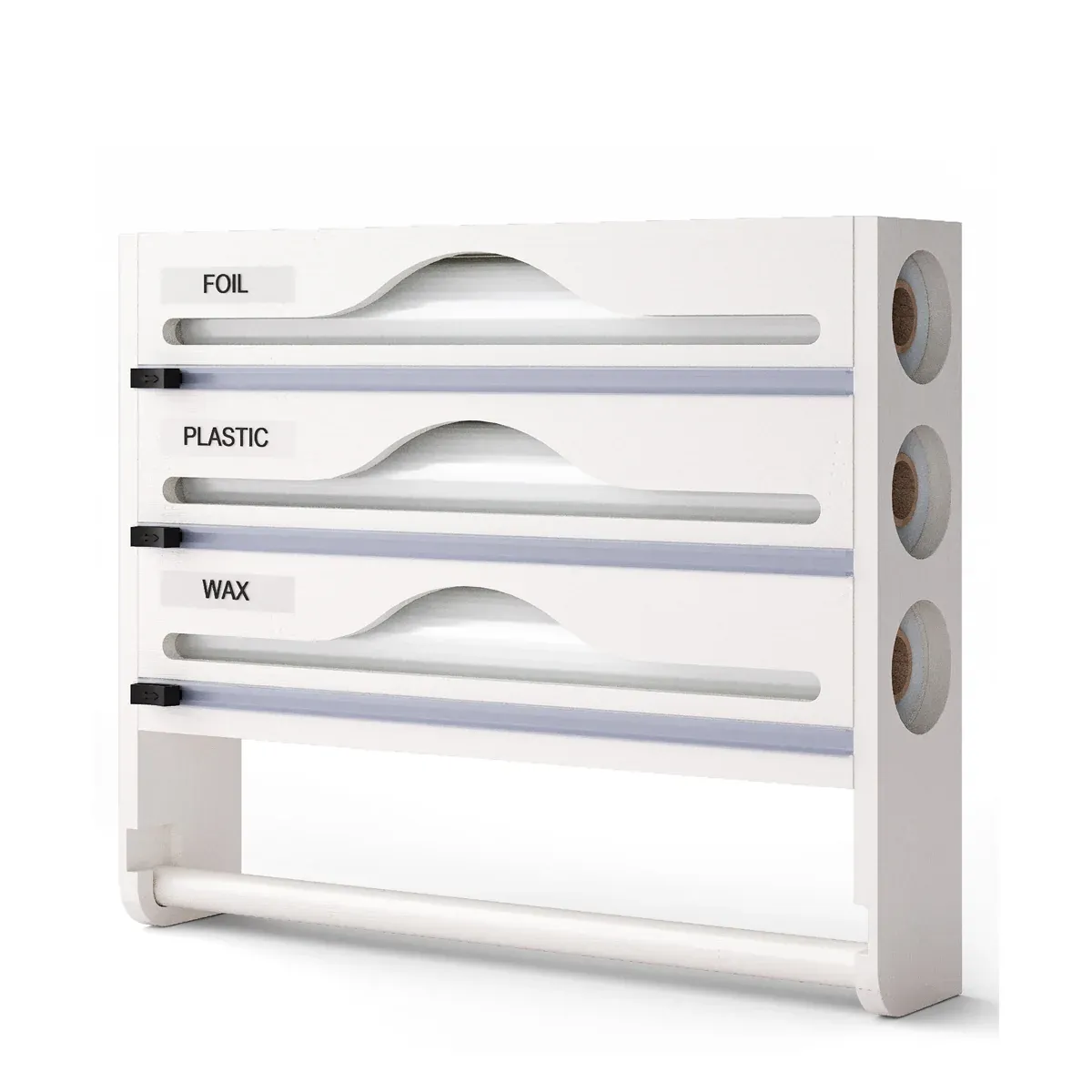 Multi-Function Cling Film Cutter Dispenser Box for Cling Film Kitchen Paper Use - White