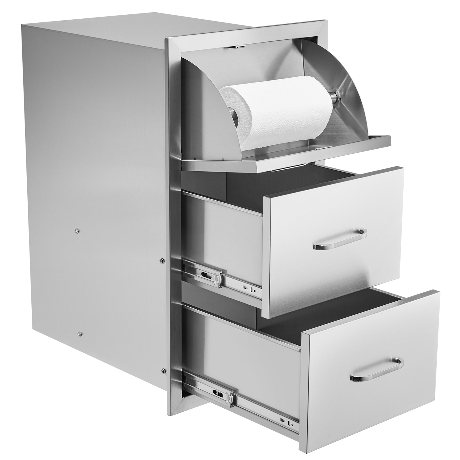 Flush triple access drawer raised style height triple drawer, 76 x 43 cm,stainless steel